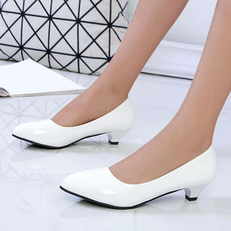 Gyujnb Womens Heels Block Heels Point Closed Toe Low Heels Dress Shoes Comfortable Wedding Party Office Pumps Shoes Size 8.5 Women s Size US 8.5