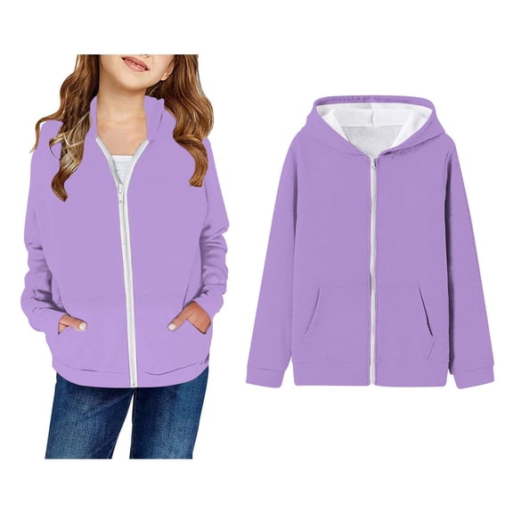 Kids Girls Hoodie Kids Full Zip Hoodie Casual Long Sleeve Classic Hoodie Warm Fall Winter Clothes 7-8 Years Boy Clothes