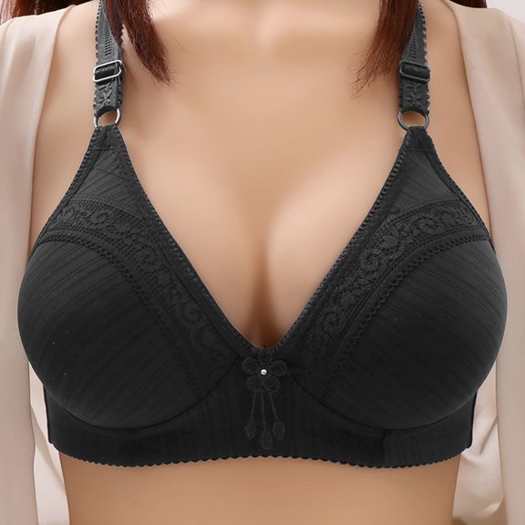 Nmnitkp Bras for Women Comfortable and Breathable Women's Plus Size Minimizer Unlined Wireless Lace Full Coverage Bras & High Quality Fabric Push Up Bras for Women Pack(1-4PC)