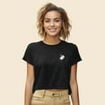 thumbnail image 4 of Dalix Heartly Ghost Embroidered Cropped Flowy Soft Cotton Short Sleeve T Shirt Womens in Dark Heather S Small, 4 of 5