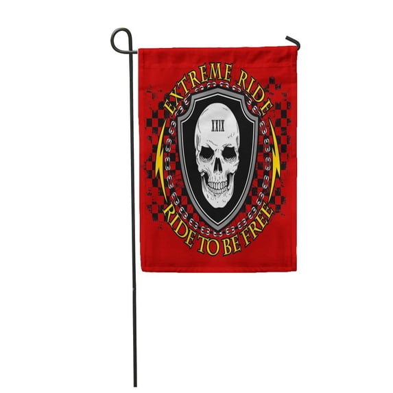 KDAGR Motorbike Biker Patch Gangster Rider Skull Autobahn Badge Bandit Bike Garden Flag Decorative Flag House Banner 12x18 inch