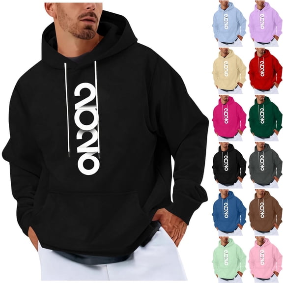 Goodtrade8 Big and Tall Men's Sweatshirts Hooded Pullover Sweatshirt Drawstring Graphic Casual Long Sleeve Heavyweight Men Winter Tops