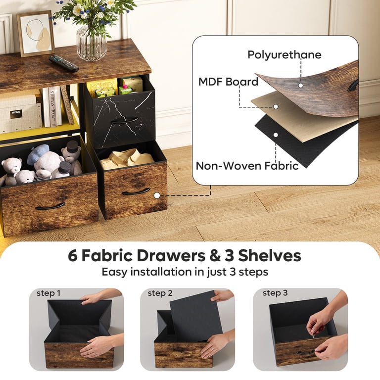 Bestier LED TV Stand for 70-Inch TV with 6 Storage Drawers photo 6