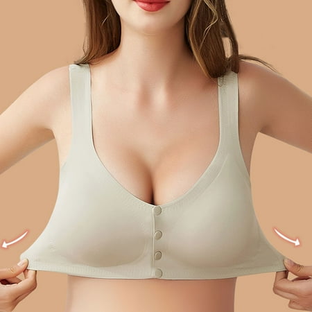 Zpanxa Nursing Bras Ladies Comfortable Breathable Front Buckle Vest Style Gathers Breastfeeding Pregnant Bra Woman Underwear Womens Bras Khaki XXL