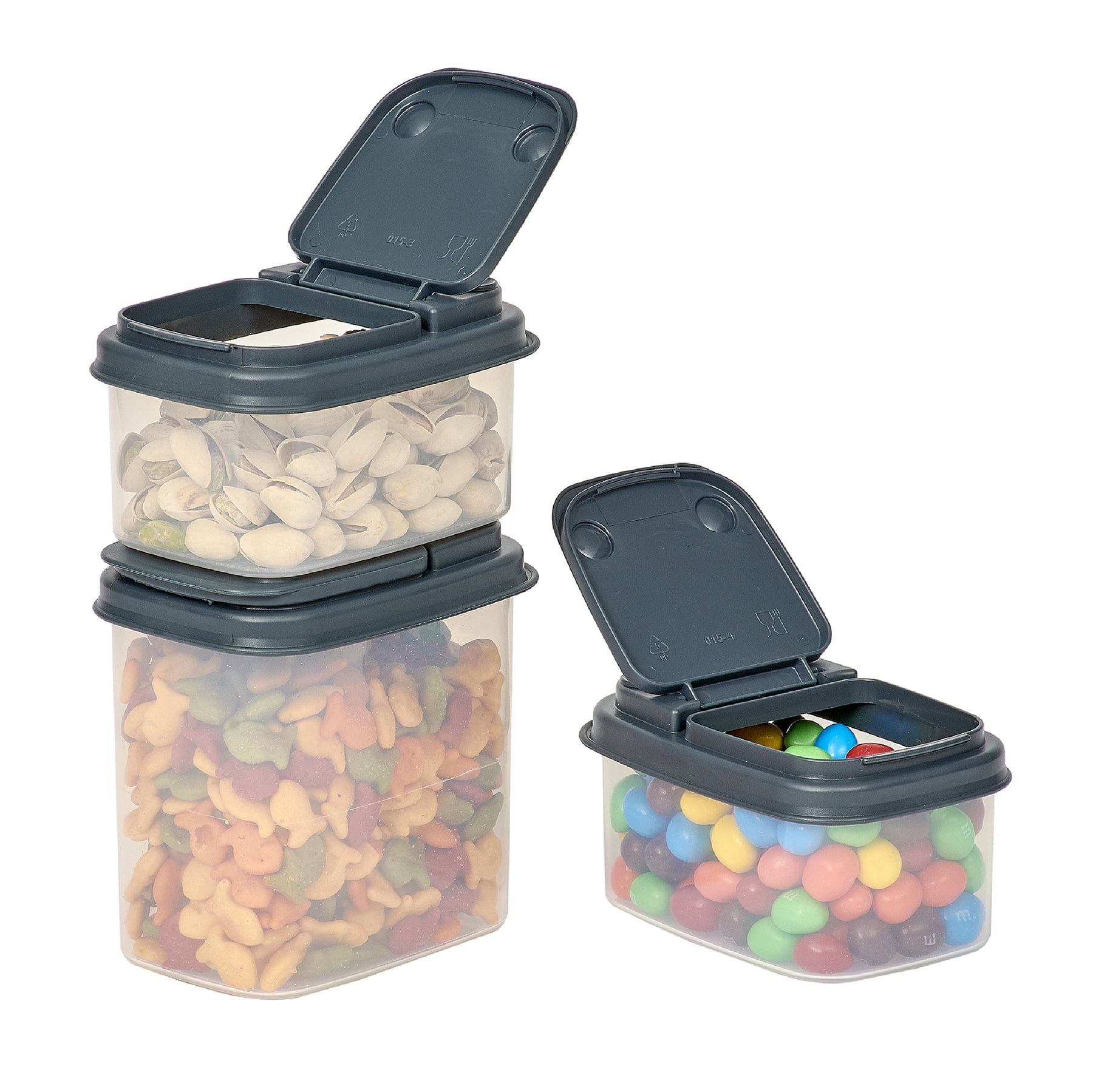 Mainstays  Plastic Divided Storage  Containers 3 Sections Pack of 5 With4.2 Cups 