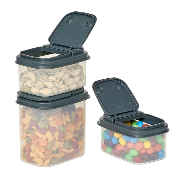 Mainstays Stackable Snacks to Go Containers, Set of 3, Grey