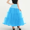 thumbnail image 6 of Ohufall Womens Layered Mesh Princess Skirts Fashion Solid Elegant Tiered Tulle Tutu Skirt Flowy Casual Elastic High Waist A-line Party Midi Skirts for Women, 6 of 8