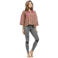 thumbnail image 6 of Women’s Crop Top Hoodie Sweatshirt Oversized Casual 3/4 Sleeve One Size Cheetah, 6 of 7