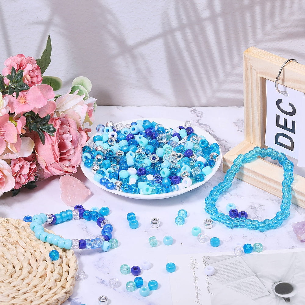 1500pcs 15 Colors Blue Pony Beads Handmade Strands Crafts Beads for Jewelry Necklace Bracelets Making Party Decoration Earrings Beads DIY Crafts