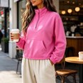 thumbnail image 6 of Gytharion Women's Cropped Sweatshirts Half Zip Long Sleeve Sporty Pullovers High Collar Solid Color Loose Fit Casual Tops for Fall and Winter, 6 of 8