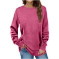 thumbnail image 2 of Pink Women's Long Sleeve T-shirt, Long Sleeve Crewneck Fleece Sweatshirt For Women Casual Solid Pullover Tops Fall Winter Tunic Tops,Women's Long sleeve T-shirt S, 2 of 5