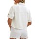 thumbnail image 3 of Chaqueta de mezclilla casual de mujer Inspire Chic con cuello de solapa, manga corta y botones, color blanco, 3 of 6
