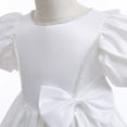 thumbnail image 5 of EnJoCho Satin Flower Girl Dress Wedding Puff Sleeve Bot-Knot Glittering Tulle Ball Gowns Knee Length Birthday Pageant Dresses Teenage Wedding Dress Fl𝗈wy, 5 of 9