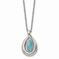 thumbnail image 1 of Stainless Steel Polished/Textured Synthetic Dyed Jade with 2in Extender Necklace 18in, 1 of 3