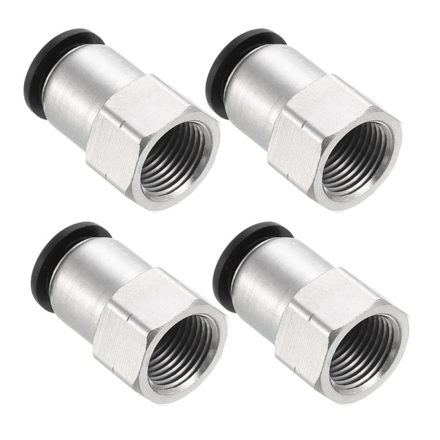 Unique Bargains 4 Pcs 1/2 Inch OD Tube to 3/8 Inch NPT Female Thread Push to Connect Fittings