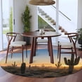 thumbnail image 3 of Round Rugs 7Ft, Western Cactus Sunrise Round Area Rug Washable Indoor Throw Carpet, Modern Abstract Art Retro Large Non Slip Circle Rug for Dining Room Playroom Home Decor Aesthetic, 3 of 8