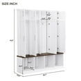 thumbnail image 2 of Harper & Bright Designs Large Hall Tree with 4 Hidden Hanging Hooks, White Wood Grain Bench with Multiple Storage Space, Entryway Cabinet with Open Compartments for Living Room Hallway, 2 of 13