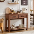 thumbnail image 3 of Joaxswe Farmhouse Console Table with 2 Storage Drawer and Open Storage Shelf, Rustic Entryway Table for Home, Brown, 3 of 8