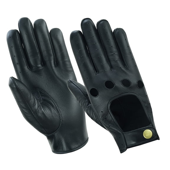 Women Leather Gloves Ladies Leather Driving Gloves Chauffeur 100% Genuine Lambskin Leather Gloves Full Finger Car Driving Motorcycle Bikers Riding Gloves Black-XS