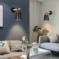 thumbnail image 2 of Juego de 2 apliques modernos E27 estilo metal hierro forjado cinturón de madera accesorio de iluminación industrial PR sala de estar, dormitorio, cocina, comedor, pasillo, escalera, cafetería (sin, 2 of 5