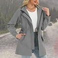thumbnail image 2 of Women Plus Size Raincoat Lightweight Waterproof Rain Jacket Travel Hooded Trench Coat Detachable Hooded Windbreaker Dark Gray XL, 2 of 9