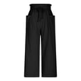 thumbnail image 3 of VEKDONE Pantalon Long en Coton et Lin pour Femmes Noir P, 3 of 8