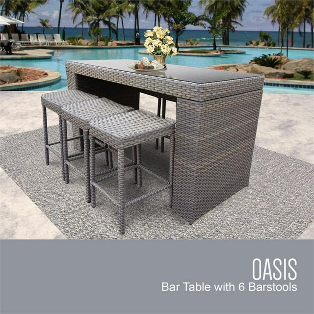 Monterey Bar Table Set Backless Barstools 7 Piece Patio Furniture