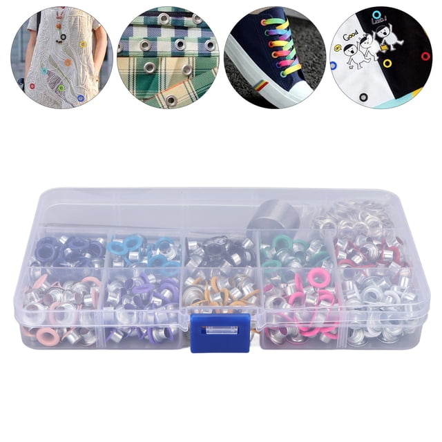 Grommet Tool Kit, Eyelets And Grommets 10 Color Grommet Tool Kit Iron Plastic Material Sturdy Structure Colorful Plating Eyelets Set Eyelet Tool for Clothing Modification