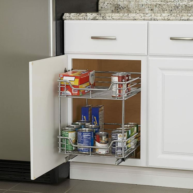 Sliding Kitchen Cabinet Organizer, Silver Kitchen Storage Racks ...