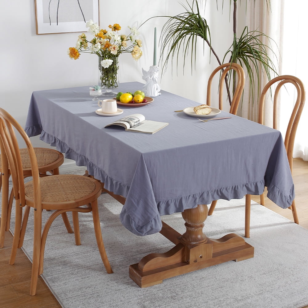 Enova Home 54"x 78" Light Blue Rectangle Cotton and Polyester Tablecloth 