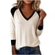 thumbnail image 2 of mfyjkho Tops Elegantes Para Mujer, Camiseta Holgada Informal De Manga Larga Con Cuello En V Y Estampado De Moda Para Mujer Tops Para Salir Para Mujer S, 2 of 6