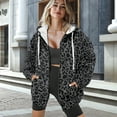 thumbnail image 3 of COEQINE Full Zip Up Oversized Jacket Fashion Sweatshirts Long Sleeve Casual Wear Women's Hoodie Y2K Black Leopard Print Fall Winter Outfits with Pockets, L, 3 of 7