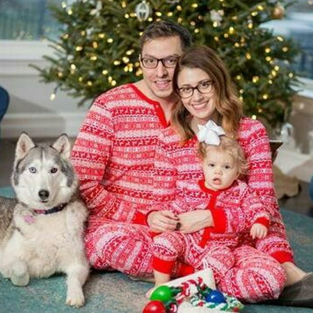 

Pudcoco Xmas Matching Family 2/1PCS Pajamas Set Cute Patterns Family Collection Christmas Sleepwear Nightwear Long Pajamas