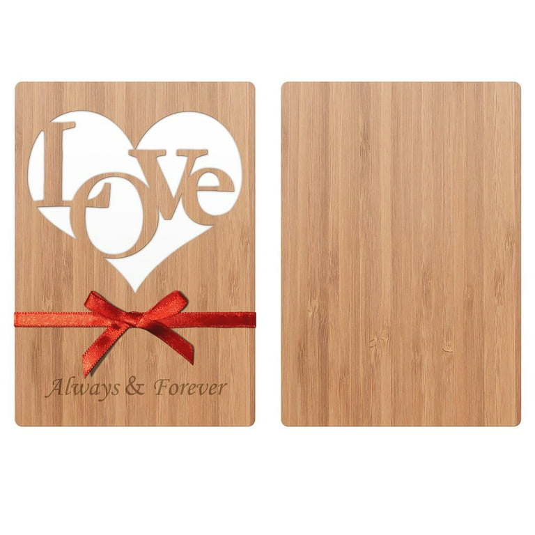 Wooden Greeting Card Love In Heart Handmade With Real Bamboo