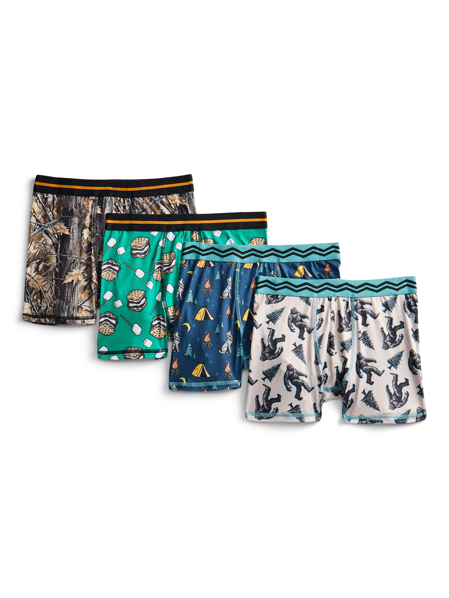 Wonder Nation Boys' Camping Print Boxer Briefs, 4-Pack