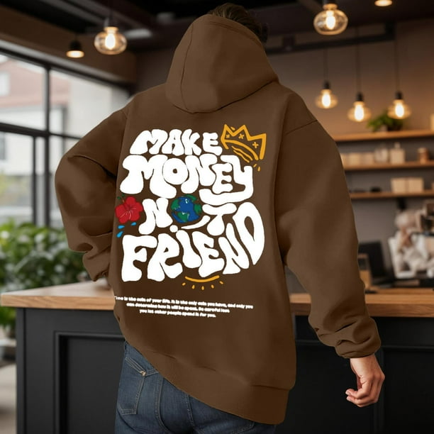 MHFRRA Sudadera con Capucha, Suave y Cómoda, para Uso Informal, Ligera, Deportiva y para Exteriores Café