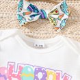 thumbnail image 5 of TOWED22 Newborn Baby Girls Clothes Summer Letters Print Girl Outfit Ruffle Romper Bow Tutu Shorts Headband 3Pcs Girl Outfits(White,0-3 M), 5 of 9