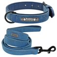 thumbnail image 1 of Leather Dog Collar Leash Set Personalized Customized Dogs Collars 2 Layer Leather Dog Leash For Small Medium Large Dogs Pitbull qym unisex, 1 of 2