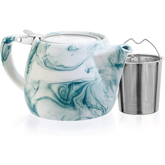Tealyra - Marble Porcelain Teapot Turquoise - 650ml (2-3 Cups) - Unique Design - Extra-Fine Infuser and Stainless Steel Lid - Infuse Loose Leaf Tea or Bags