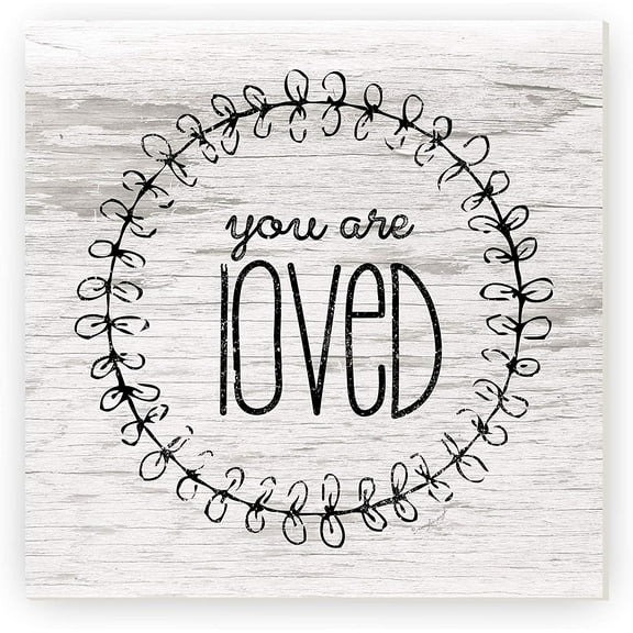 You are Loved Wreath Rustic Wood Wall Sign 12x12 (Unframed)
