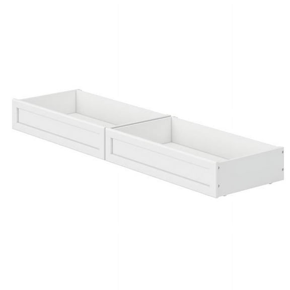 Twin-Full Solid Wood Mid-Century Modern Under Bed Storage Drawers in White