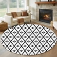 thumbnail image 2 of Minimalist Art Round Rug 6ft Washable Circle Kitchen Rugs Non Slip Black White Boho Abstract Floral Lattice Large Area Rug Indoor Floor Carpet for Bedroom Living Room Home Office Dining Room Nursery, 2 of 9