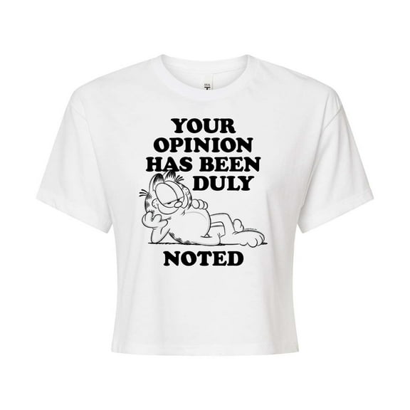 Garfield - Your Opinion Has Been Duly Noted - Juniors Cropped Cotton Blend T-Shirt