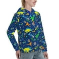 thumbnail image 6 of Fotbe Dinosaur In Space Pattern Womens Long Sleeve Hoodie, Pullover Hooded Sweatshirt, Kangaroo Pocket Hoodie with Eye-catching Drawstrings-XX-Large, 6 of 7