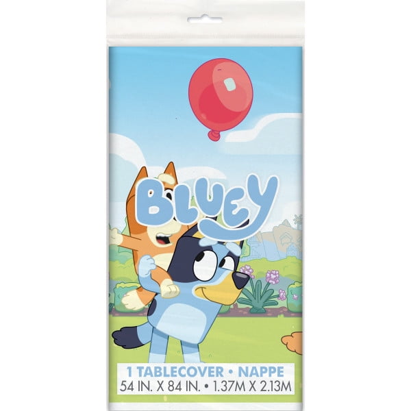  Bluey Birthday Party Supplies Bundle includes Lunch Plates,  Lunch Napkins, Table Cover, Happy Birthday Banner (Bundle for 16 with 1  Dinosaur Sticker Sheet) : Toys & Games