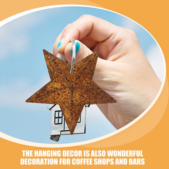 ibasenice 20pcs Rustic Brown Iron Star Hanging Ornaments for Indoor Christmas Decoration and Holiday Home Decor