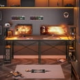 thumbnail image 3 of Bestier 44 inch Reversible Computer Desk with LED Lights Gaming Desk with 4 Tier Shelves Black, 3 of 8