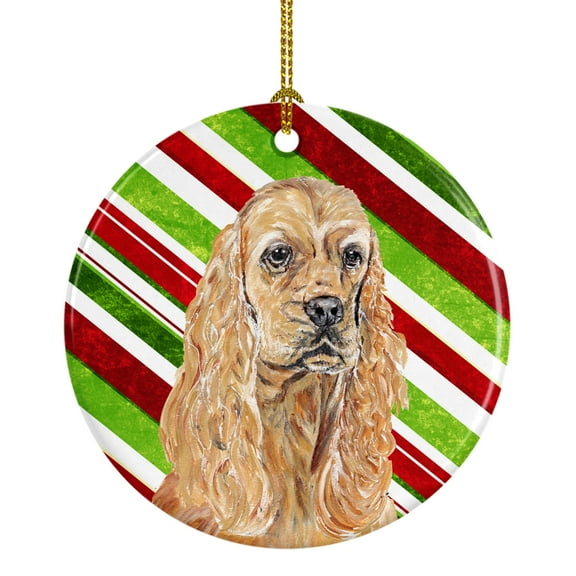 Carolines Treasures SC9612CO1 Buff Cocker Spaniel Candy Cane Christmas Ceramic Ornament 3 in multicolor