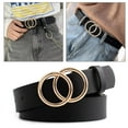 thumbnail image 2 of Women Faux Leather Belt Double Rings Belt Waist Belts` Waistband New M7 P9I Z4U9, 2 of 8