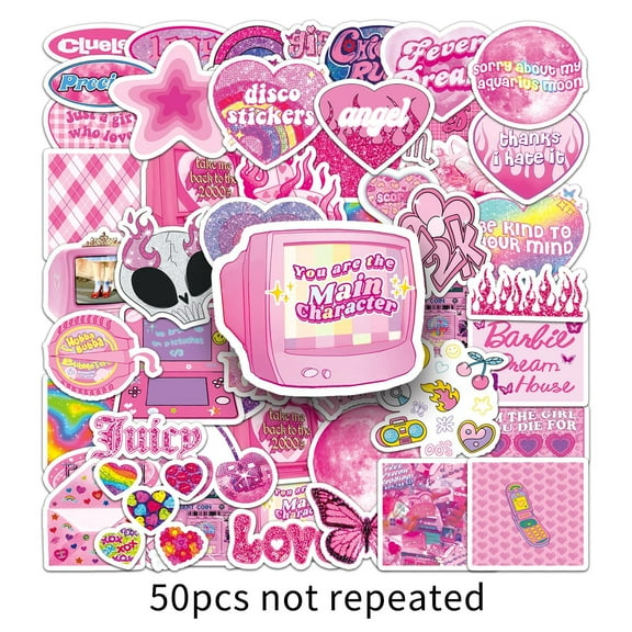 100-Pack Y2K Aesthetic Stickers, Millennium Cute Doodle Waterproof Vinyl Decals for Phone Case, Laptop, Journal/Planner, Water Bottle & Luggage